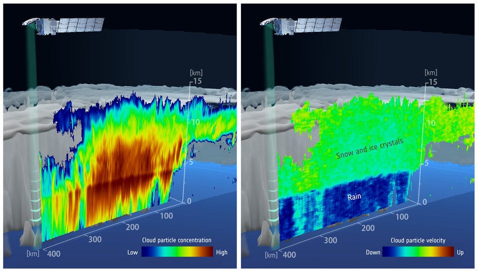 EarthCARE cloud profiling radar first image