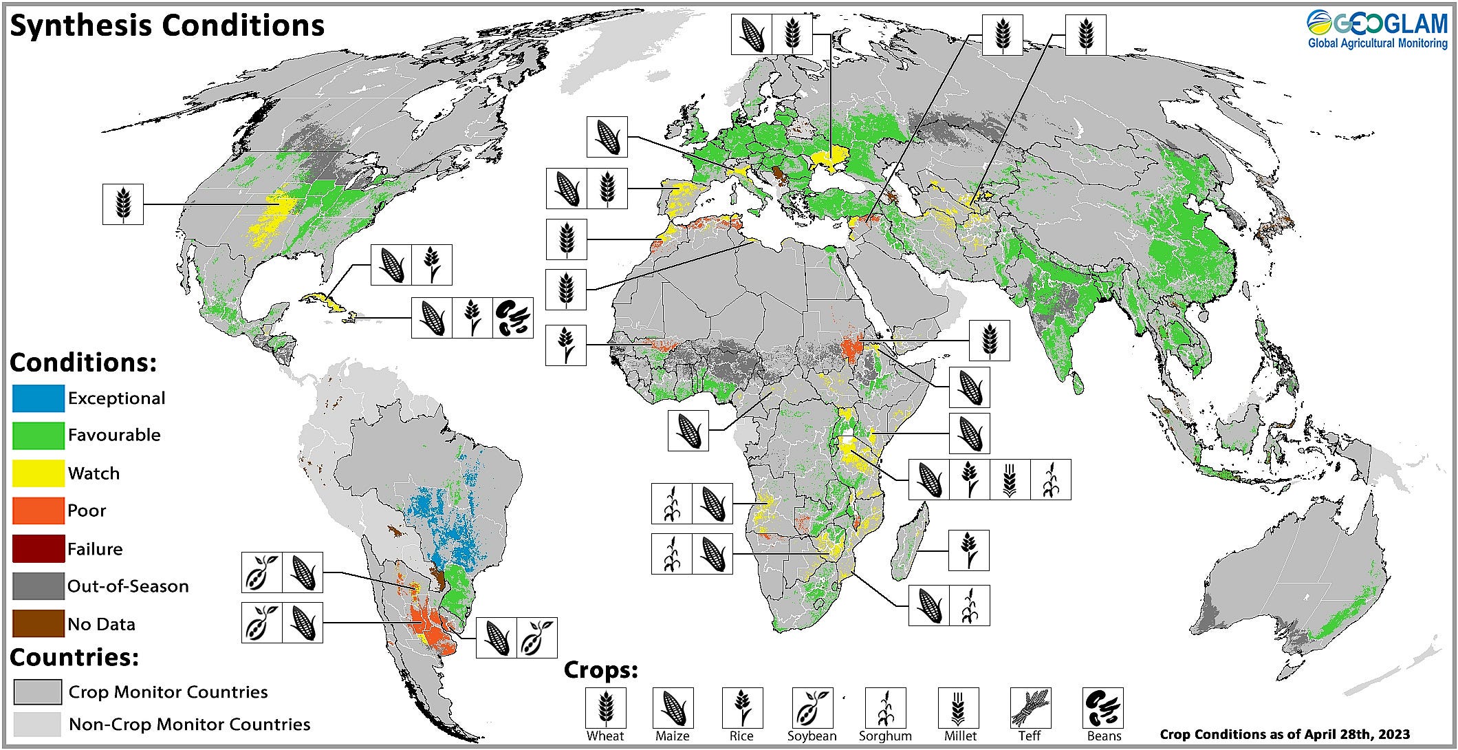 GEOGLAM Crop Monitor for AMIS May 2023 map